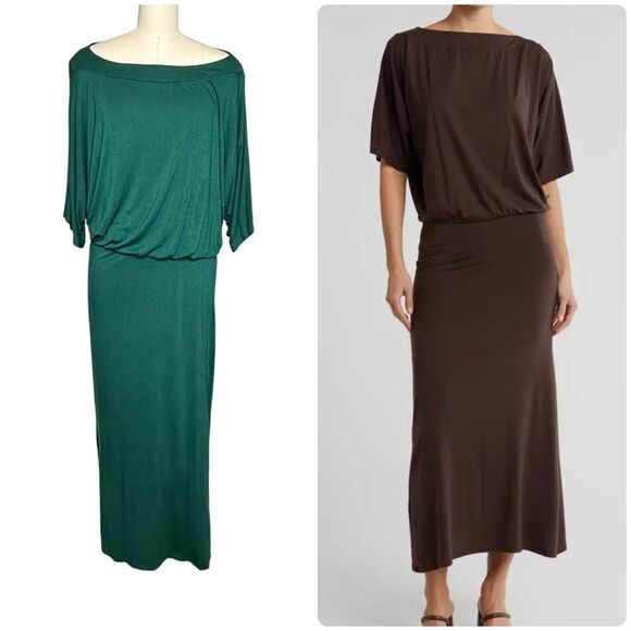 Go Couture Emerald Green Blouson Maxi Dress | M - Picture 1 of 7